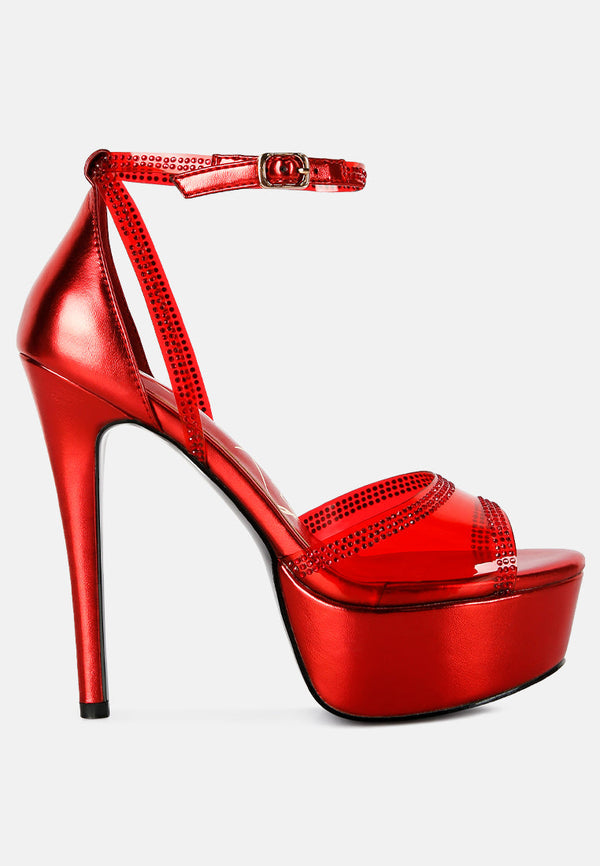 Cinderella Rhinestones Embellished Stiletto Platform Sandals - Glamourous Grace