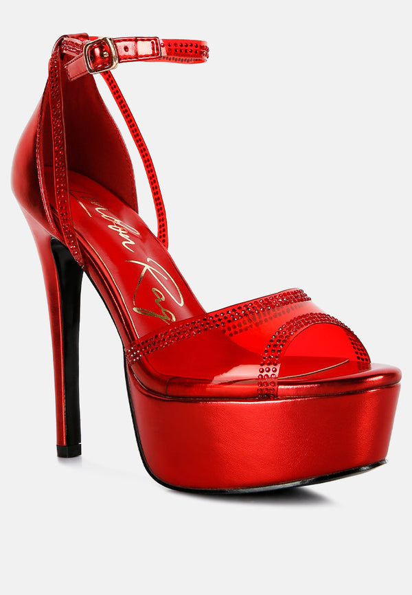 Cinderella Rhinestones Embellished Stiletto Platform Sandals - Glamourous Grace