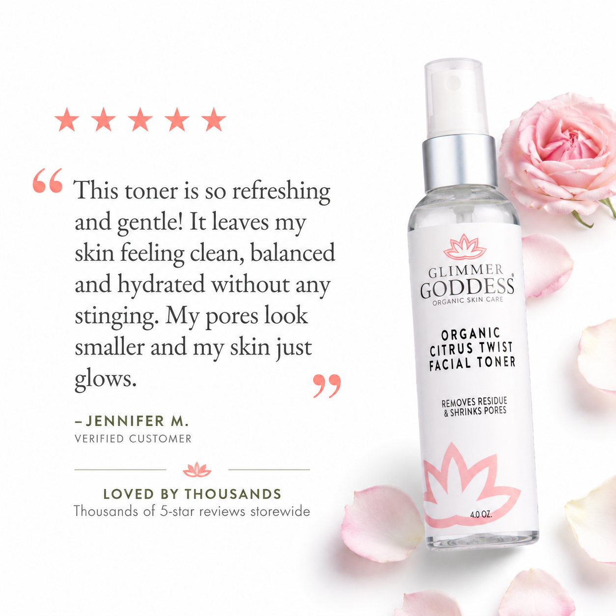 Organic Rose Water Facial Toner – Citrus Twist Toner with Witch Hazel & Aloe for Pore Tightening - Glamourous Grace