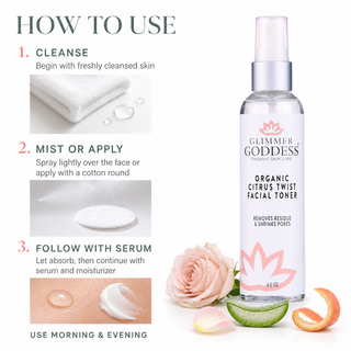 Organic Rose Water Facial Toner – Citrus Twist Toner with Witch Hazel & Aloe for Pore Tightening - Glamourous Grace