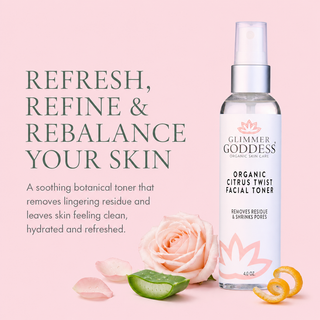 Organic Rose Water Facial Toner – Citrus Twist Toner with Witch Hazel & Aloe for Pore Tightening - Glamourous Grace