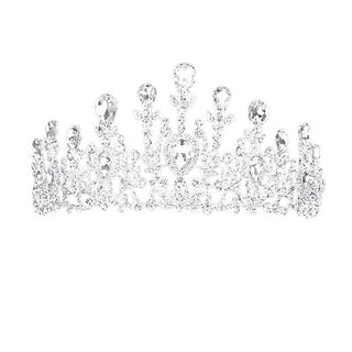 Crystal Teardrop Detail Bubble Stone Pave Marquise Tiara