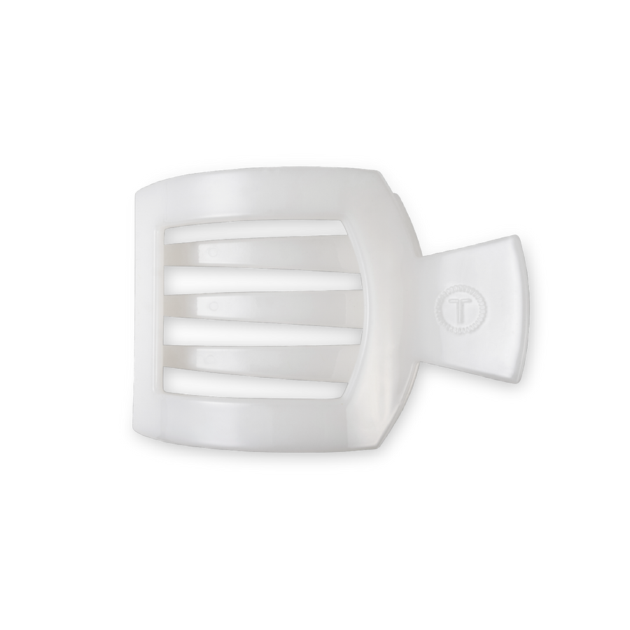Coconut White Medium Flat Square Hair Clip - Glamourous Grace