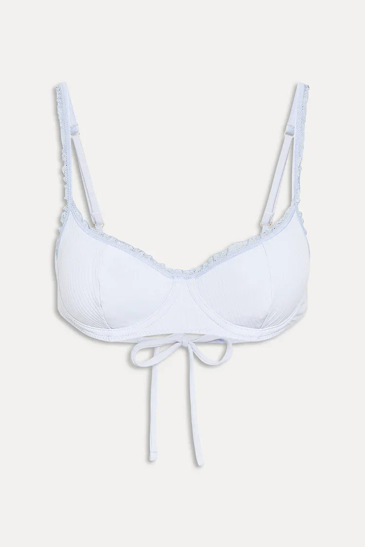 Cola Ribbed Bikini Top Something Blue
