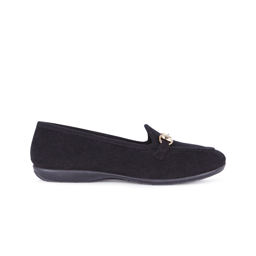 Comfy Black Suede Slipper - Glamourous Grace