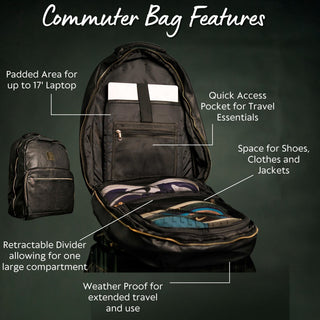 Black Leather Commuter Bag