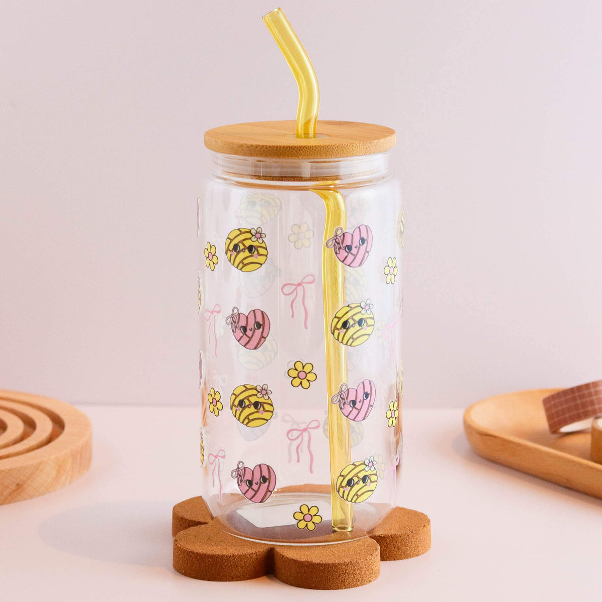 Conchas and Daisies 16 oz Glass Cup Set - Glamourous Grace