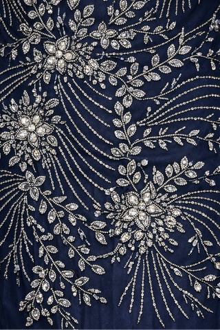 Long Sleeve Queen Anne Beaded Gown | 28874 - Glamourous Grace