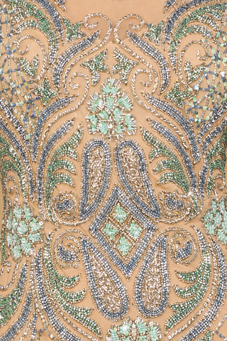 Long Sleeve Beaded Gown - Glamourous Grace