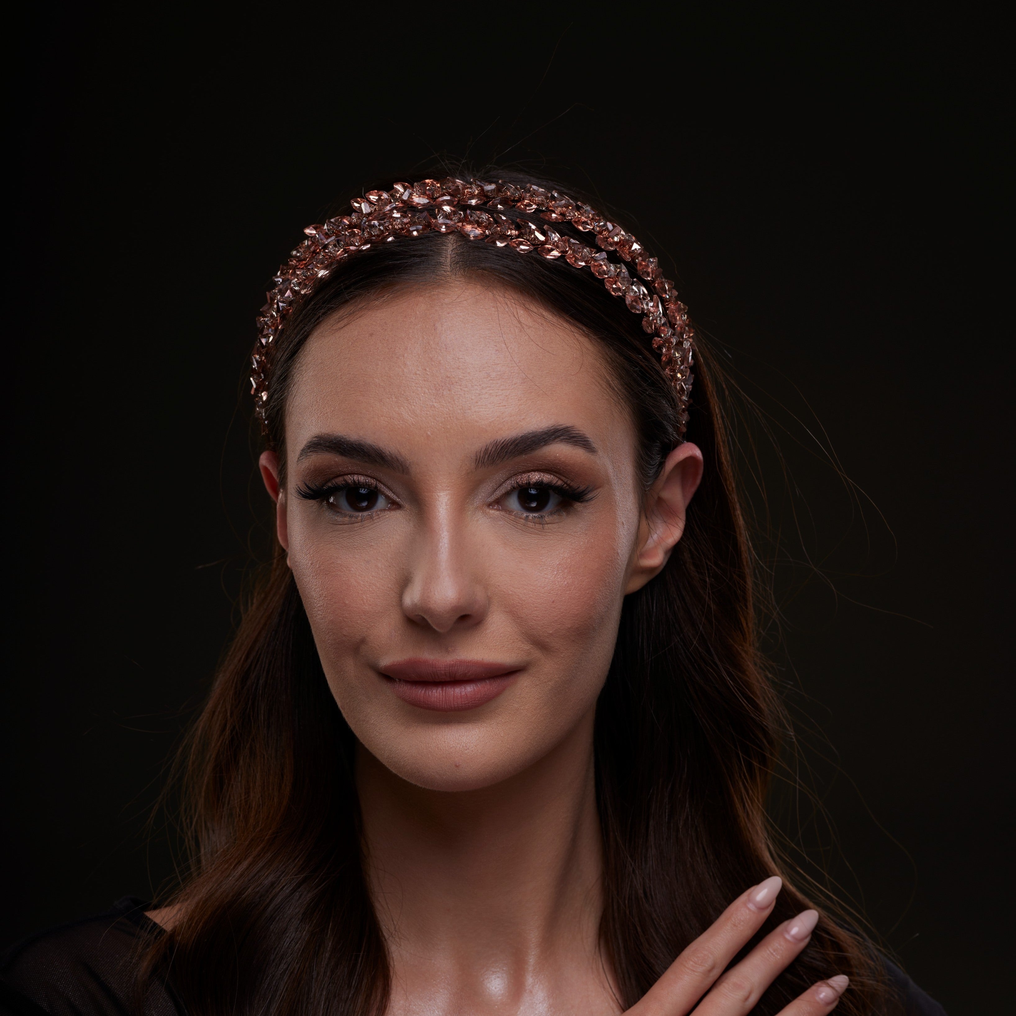 Rose Gold  Crystal Beaded Hairband - Glamourous Grace