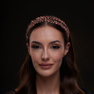 Rose Gold  Crystal Beaded Hairband - Glamourous Grace