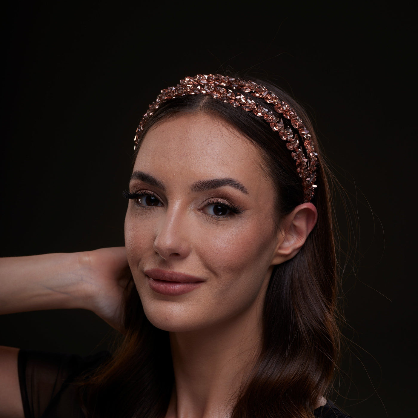 Rose Gold  Crystal Beaded Hairband - Glamourous Grace