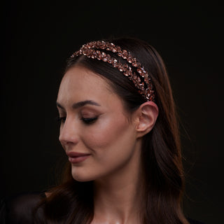 Rose Gold  Crystal Beaded Hairband - Glamourous Grace