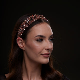 Rose Gold  Crystal Beaded Hairband - Glamourous Grace
