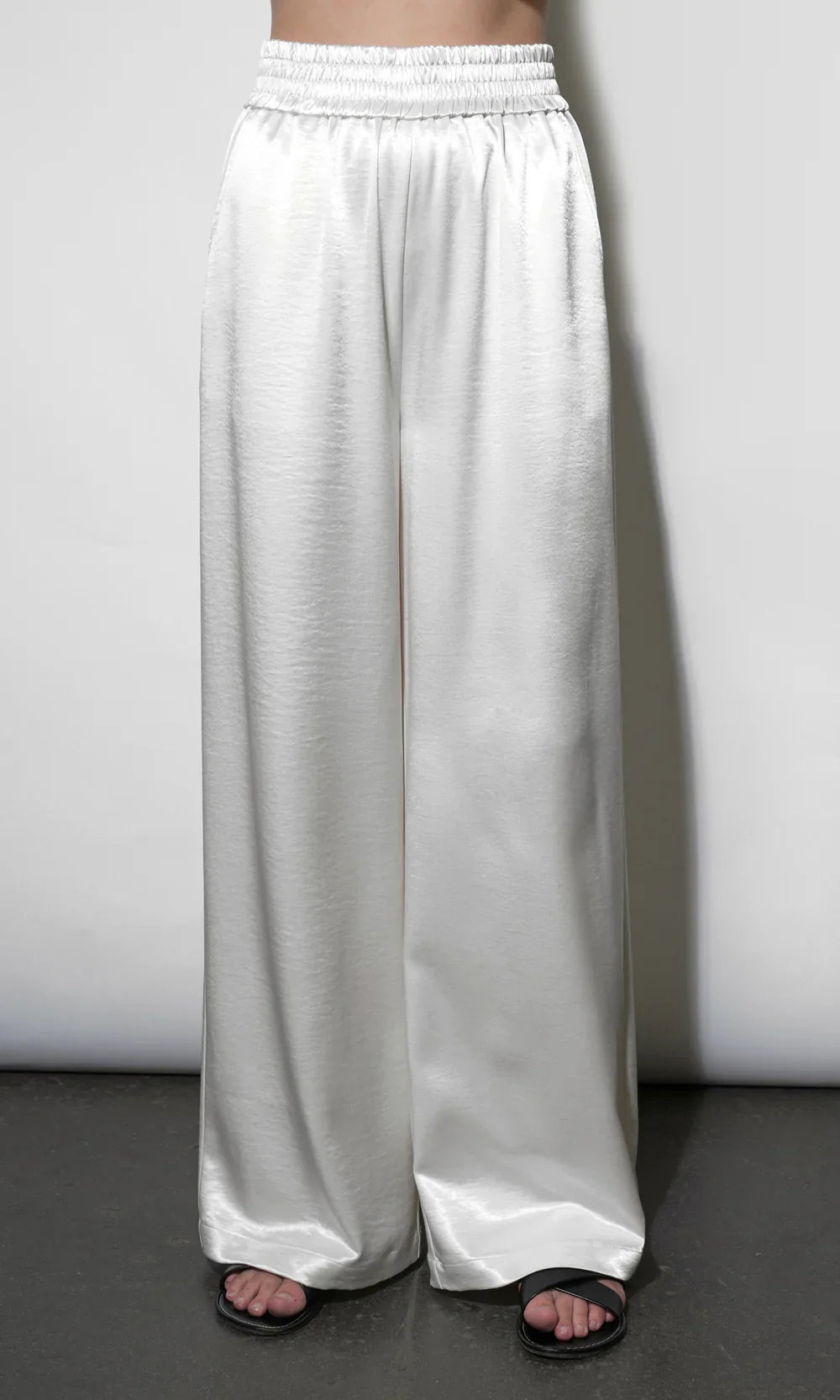 Cora Easy Ivory Satin Wide Leg Pants - Glamourous Grace