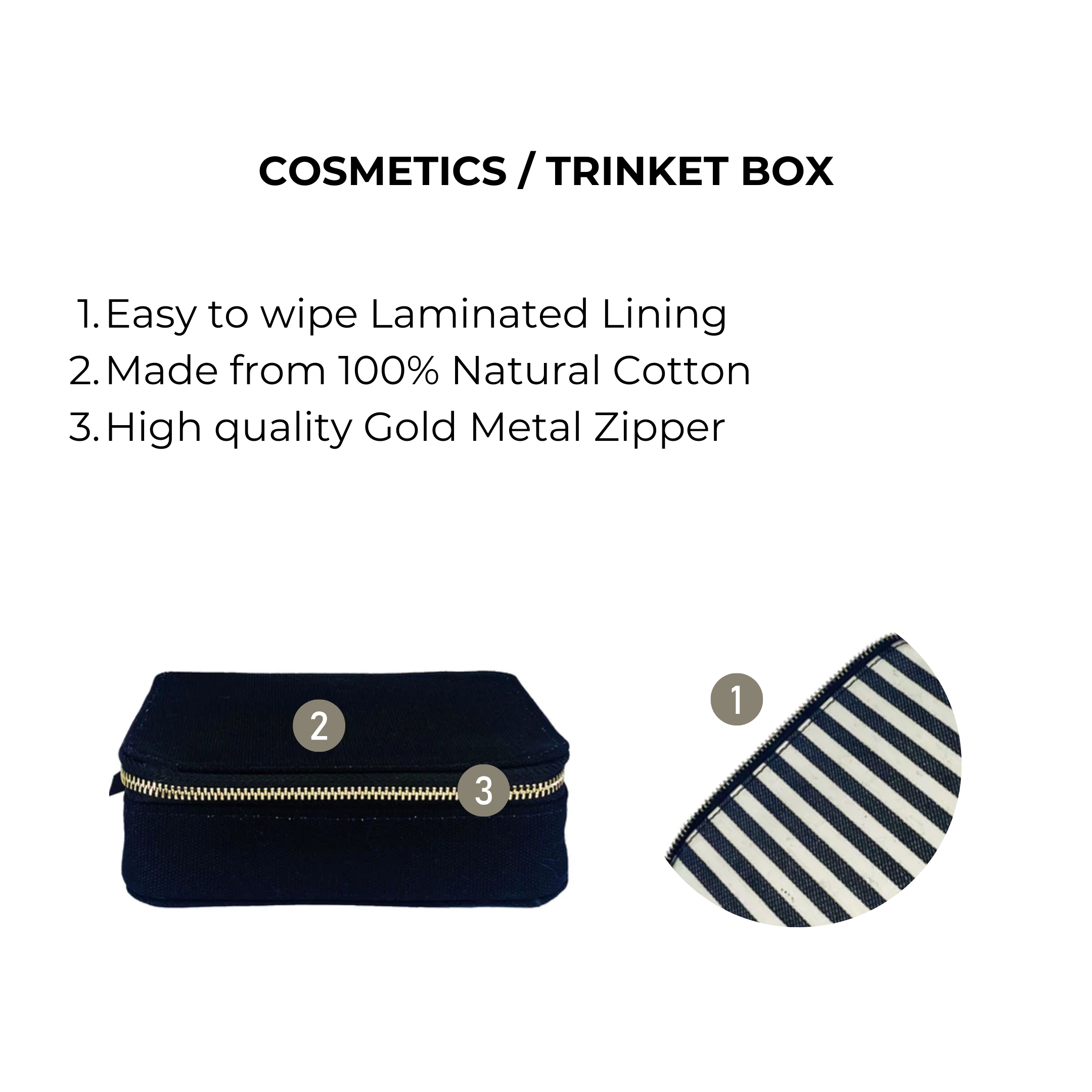 Large Cosmetics/Trinket Box – Black - Glamourous Grace