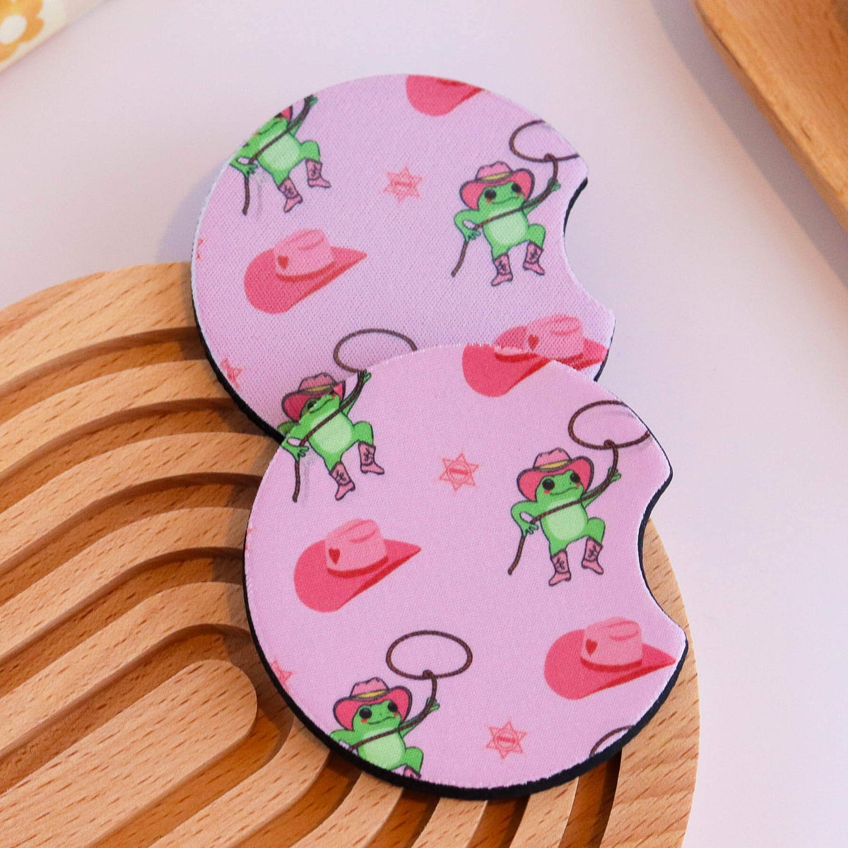 Cowgirl Frog Car Coaster (Set of 2) - Glamourous Grace