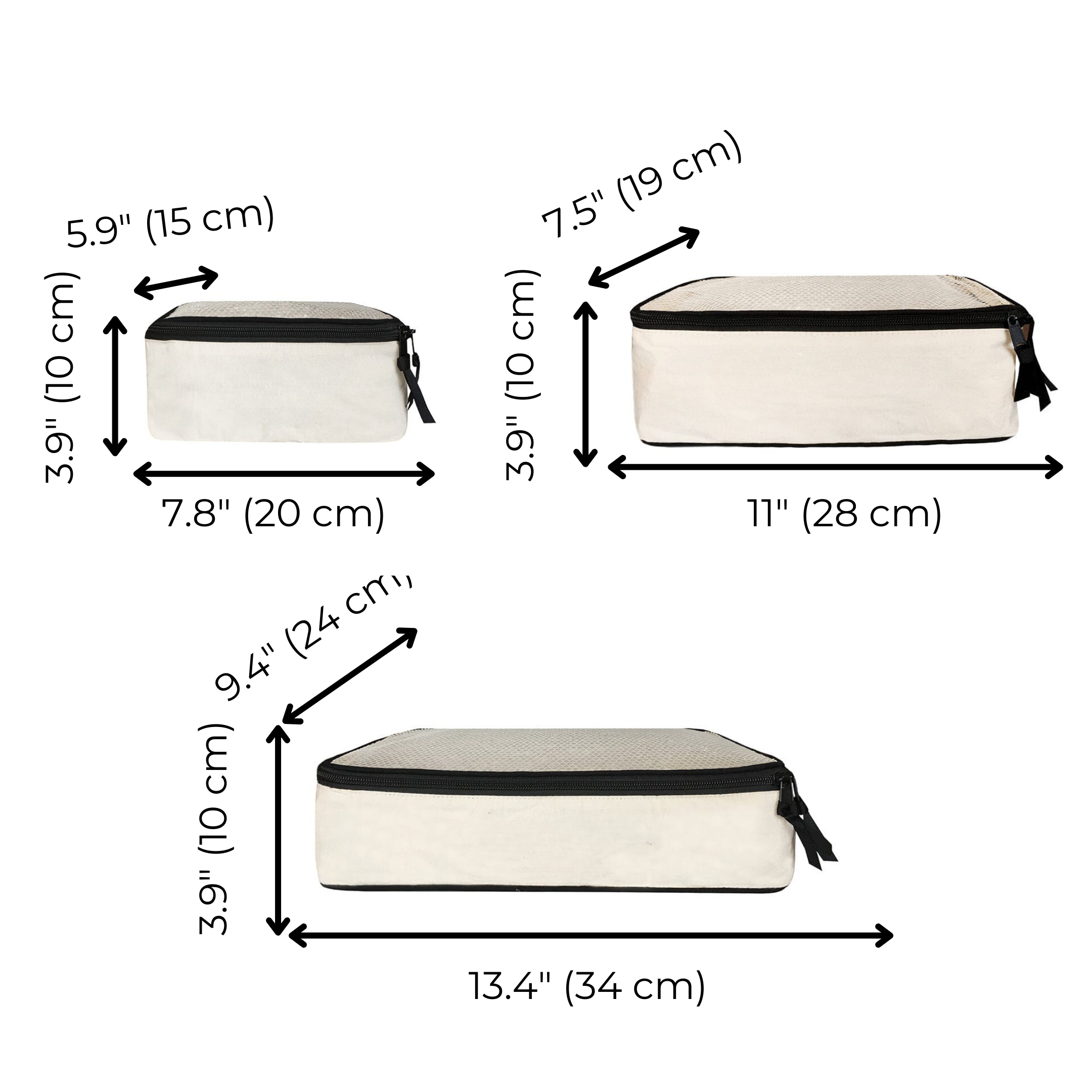 Personalized Packing Cubes, 3-pack – Cream - Glamourous Grace