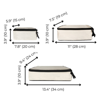 Personalized Packing Cubes, 3-pack – Cream - Glamourous Grace
