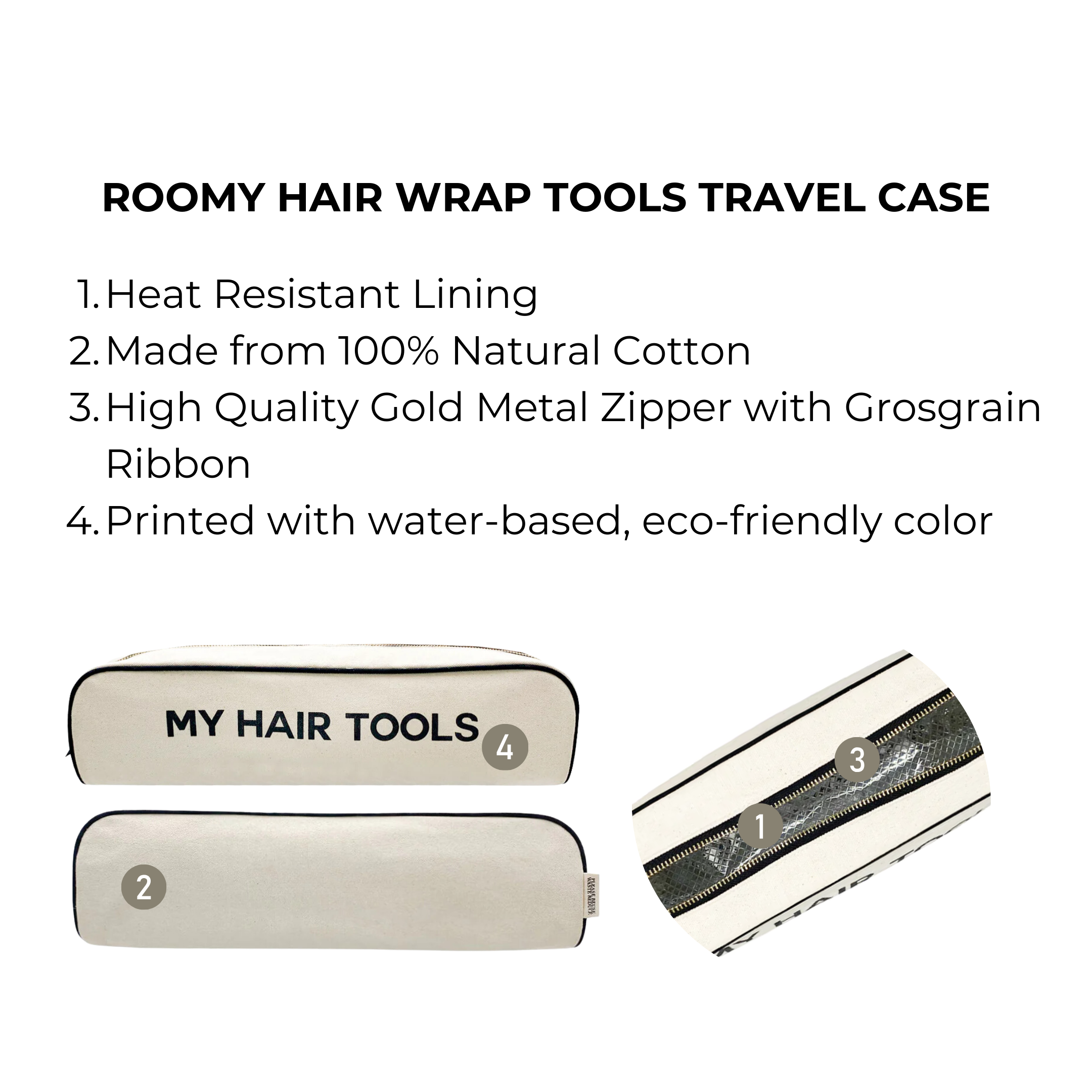Roomy Hair Wrap Tools Travel Case – Cream - Glamourous Grace
