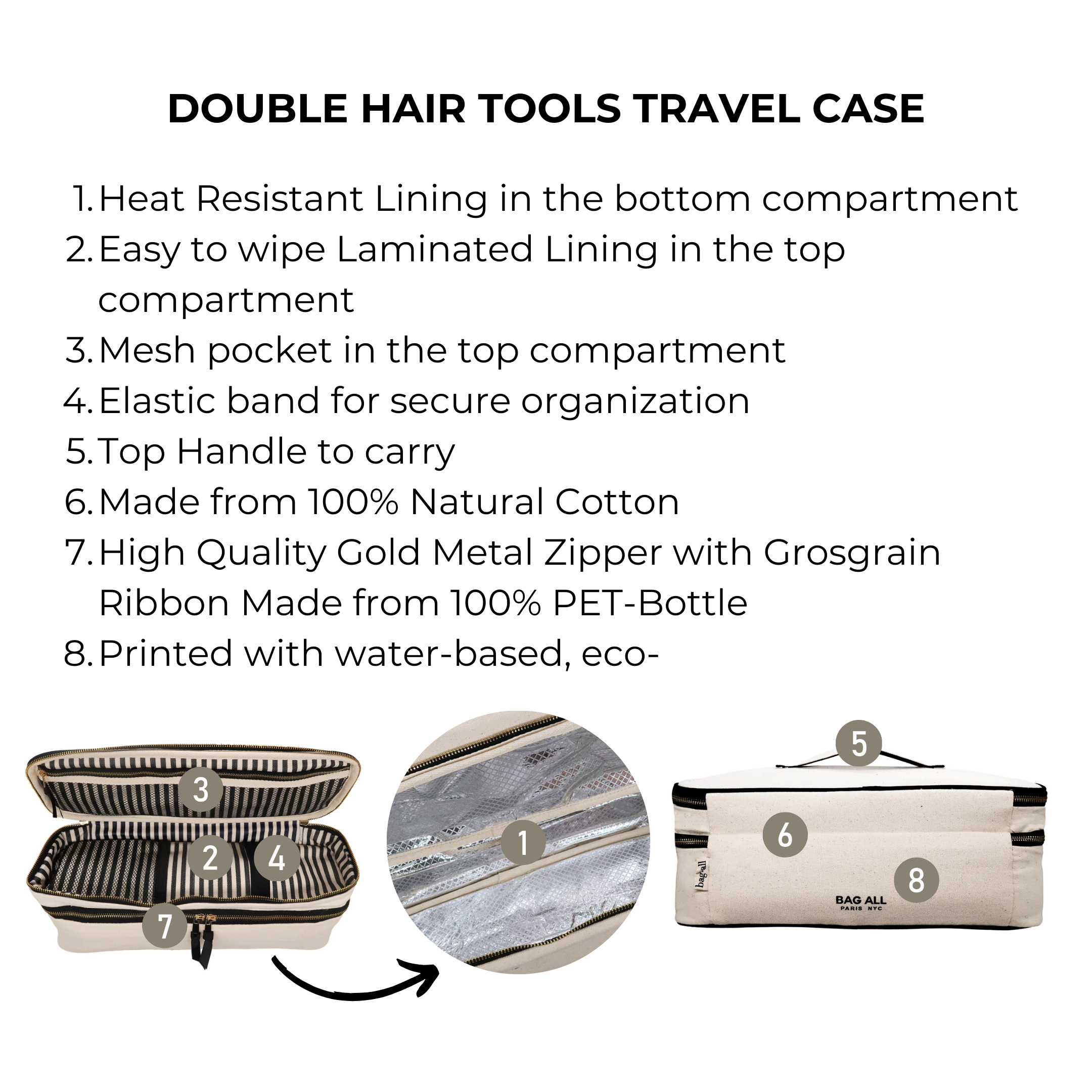Double Hair Tools Travel Case – Cream - Glamourous Grace