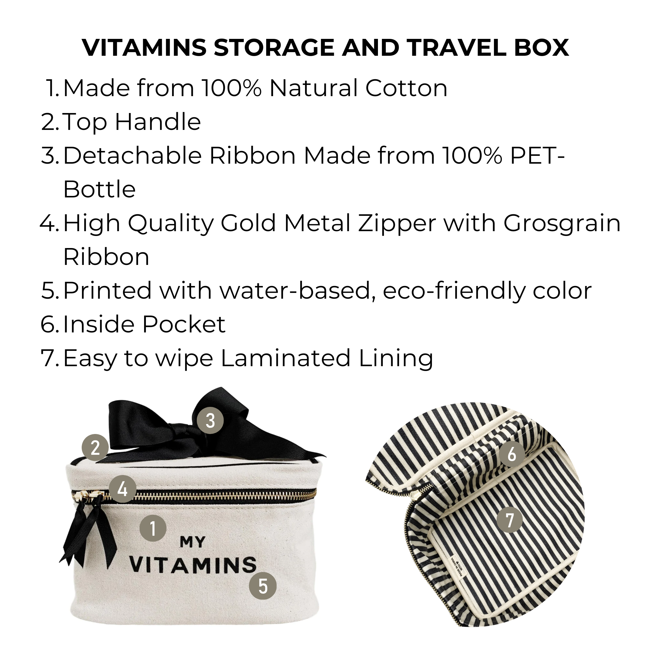 Vitamins Storage and Travel Box – Cream - Glamourous Grace