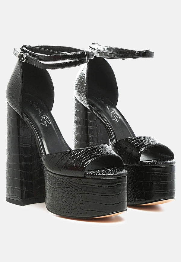 Alice Croc Platform Heeled Sandals - Glamourous Grace