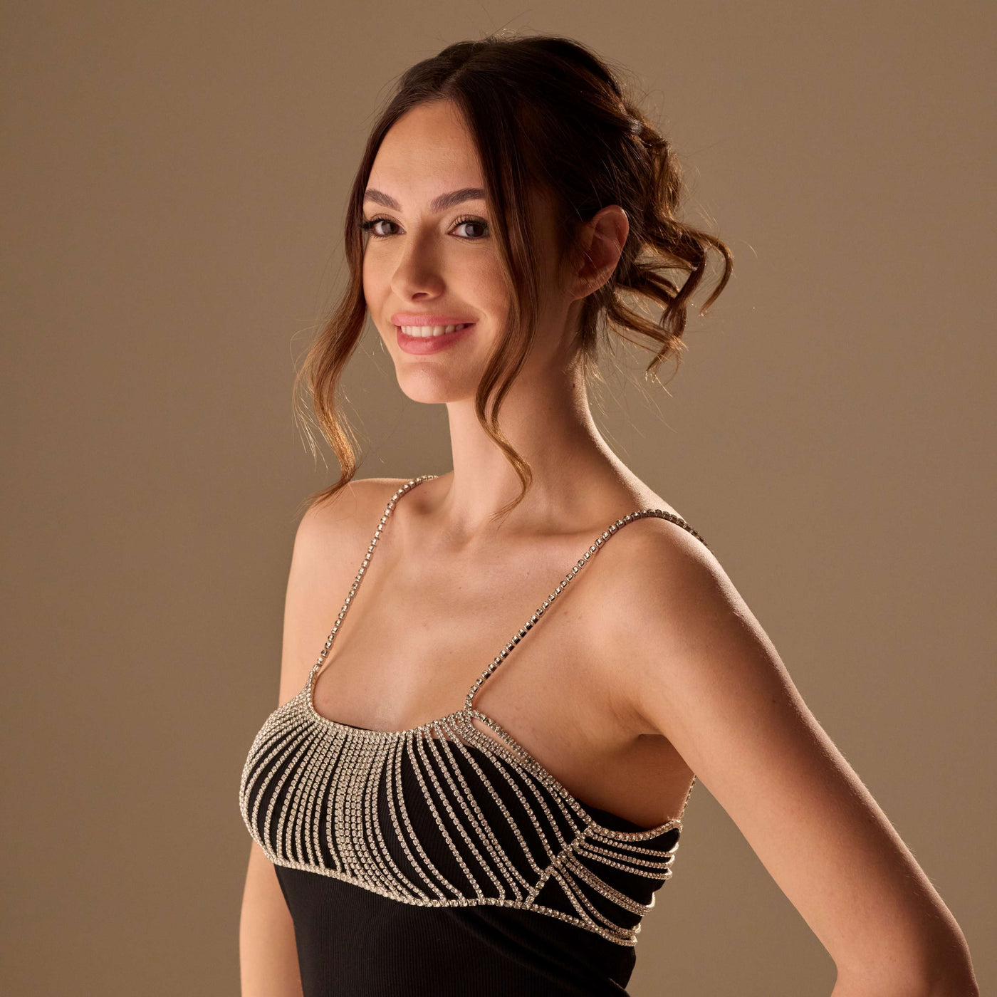 Crystal Body Jewelry Chain - Rhinestone Bra Top - Beaded Bralette - Glamourous Grace