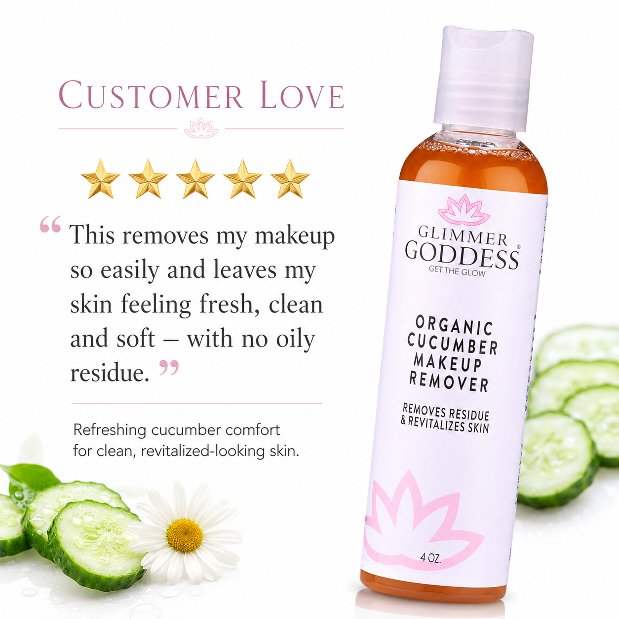 Organic Cucumber Makeup Remover – No Oily Residue - Glamourous Grace