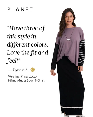 Pima Cotton Mixed Media Boxy T-Shirt - Capri - Glamourous Grace