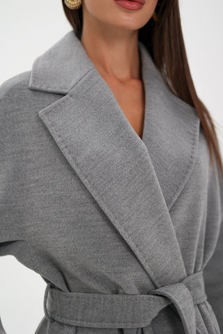 Cambridge Comfort Wraparound Wool Cashmere Coat in Dove