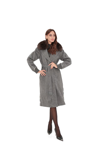 Carolina Genuine Polar Fox Wool Coat