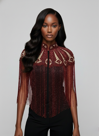 Cherry Peacock Cape - Glamourous Grace