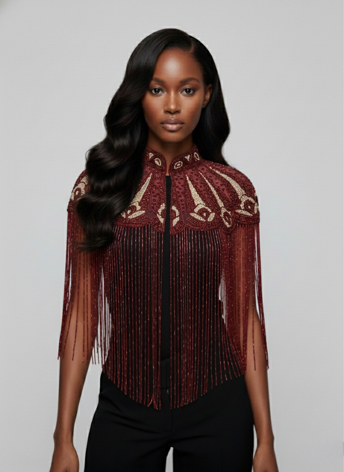 Cherry Peacock Cape - Glamourous Grace