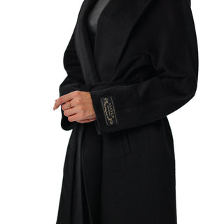 Cambridge Comfort Wraparound Wool Cashmere Coat in Black