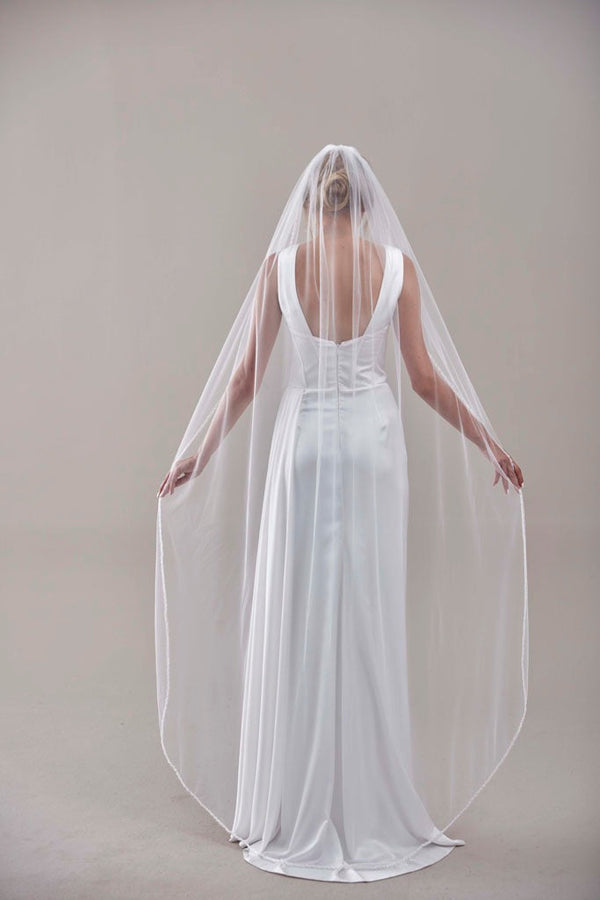 Elegant Beaded Wedding  Veil-D205R - Glamourous Grace