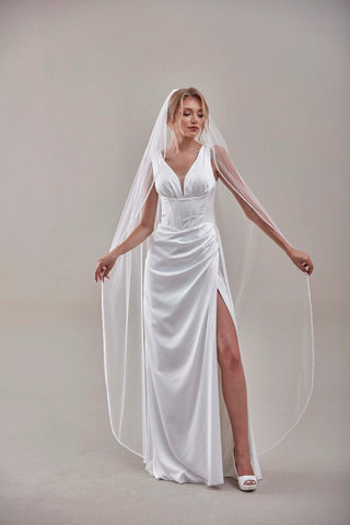 Elegant Beaded Wedding  Veil-D205R - Glamourous Grace