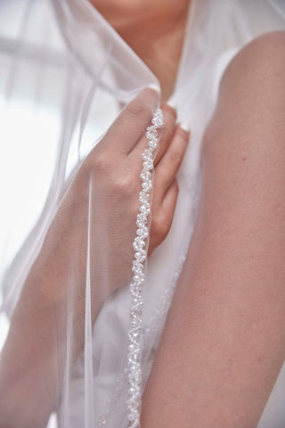 Elegant Beaded Wedding  Veil-D205R - Glamourous Grace