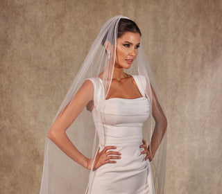 Crystal Knot Beaded Edge Wedding Veil - D250 - Glamourous Grace