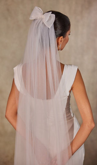 Elegant Bow Wedding Veil - Glamourous Grace
