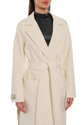 Estelle Classic Cashmere Wool Blend Overcoat in Ivory