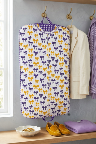 SC - Sideline Social Purple and Yellow Bow Garment Bag - Glamourous Grace