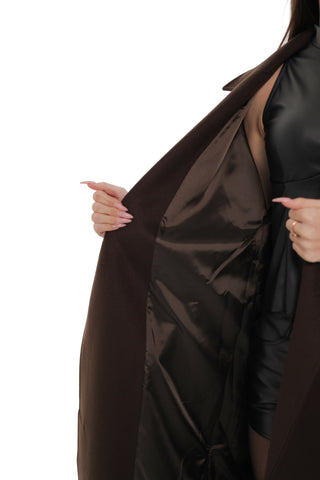 Evelyn Structured Short-Sleeve Coat in Chocolate