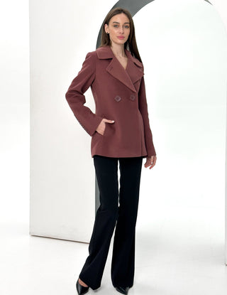 Lyndale Cashmere Wool Blend Coat in Sangria