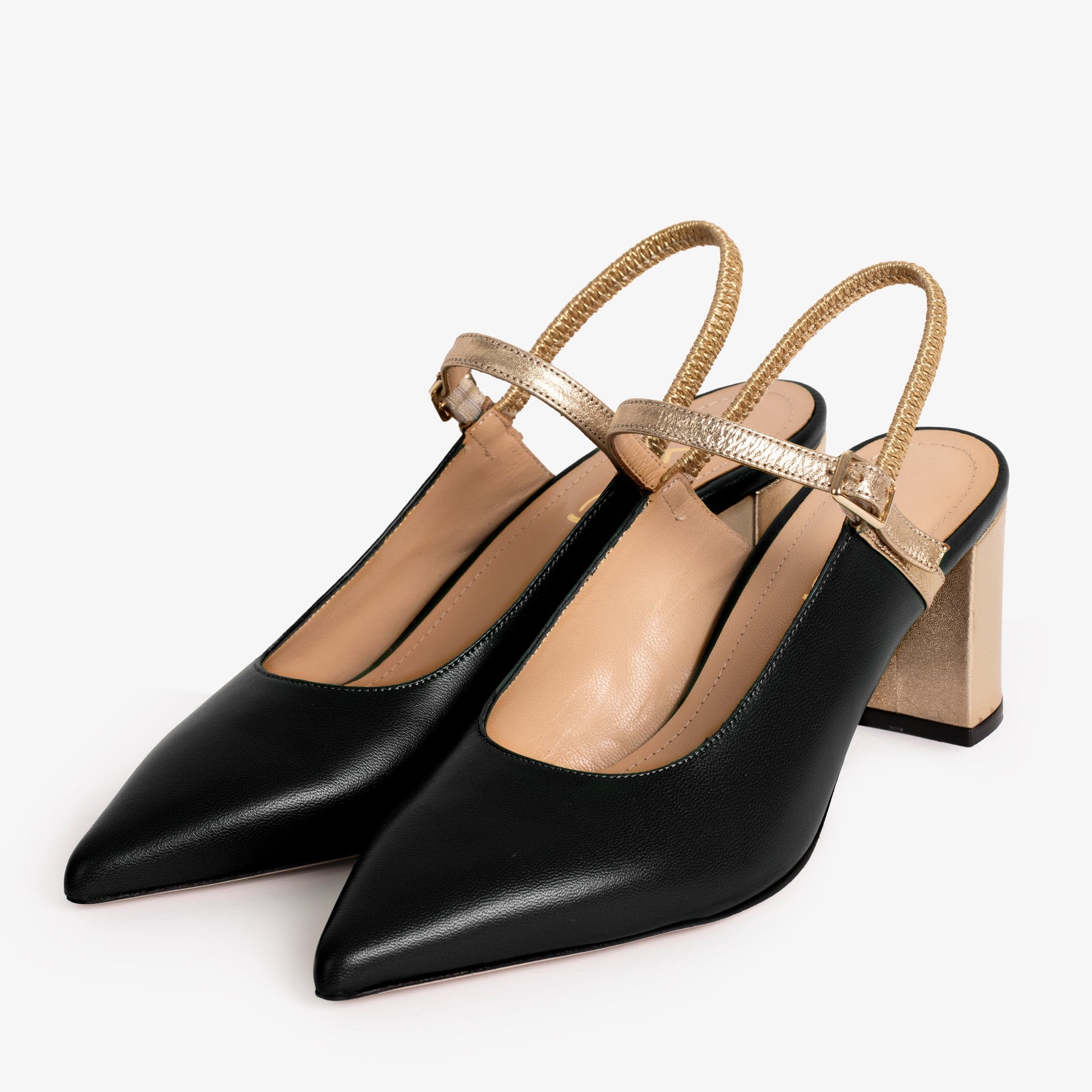 The Pompei Black Leather Slingback Women Sandal - Glamourous Grace