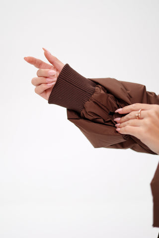 Tyler Genuine Silver Fox Down Coat in Chocolate