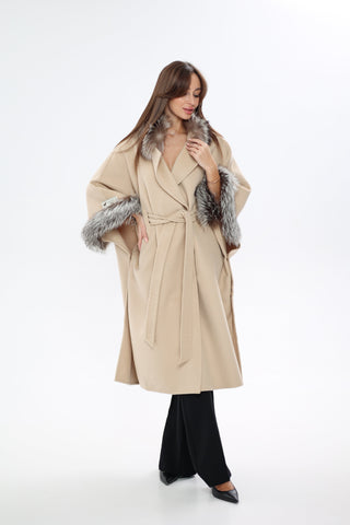 Saga®Furs Silver Fox Wool Cashmere Coat
