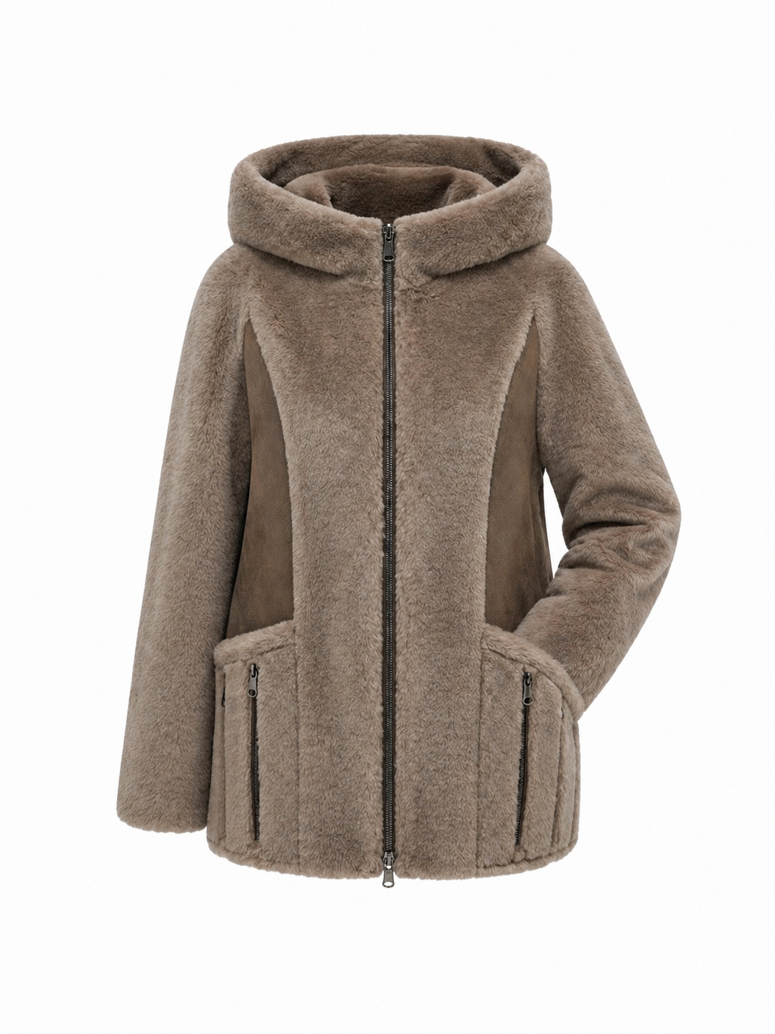 Reversible Faux Fur Suede Hooded Jacket