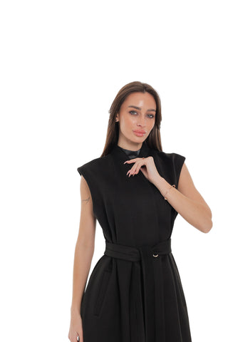 Eileen Cashmere Blend Longline Vest in Black
