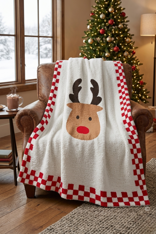 SC - ETA 9/30-10/14 Santa's Sweetheart Reindeer Blanket - Glamourous Grace